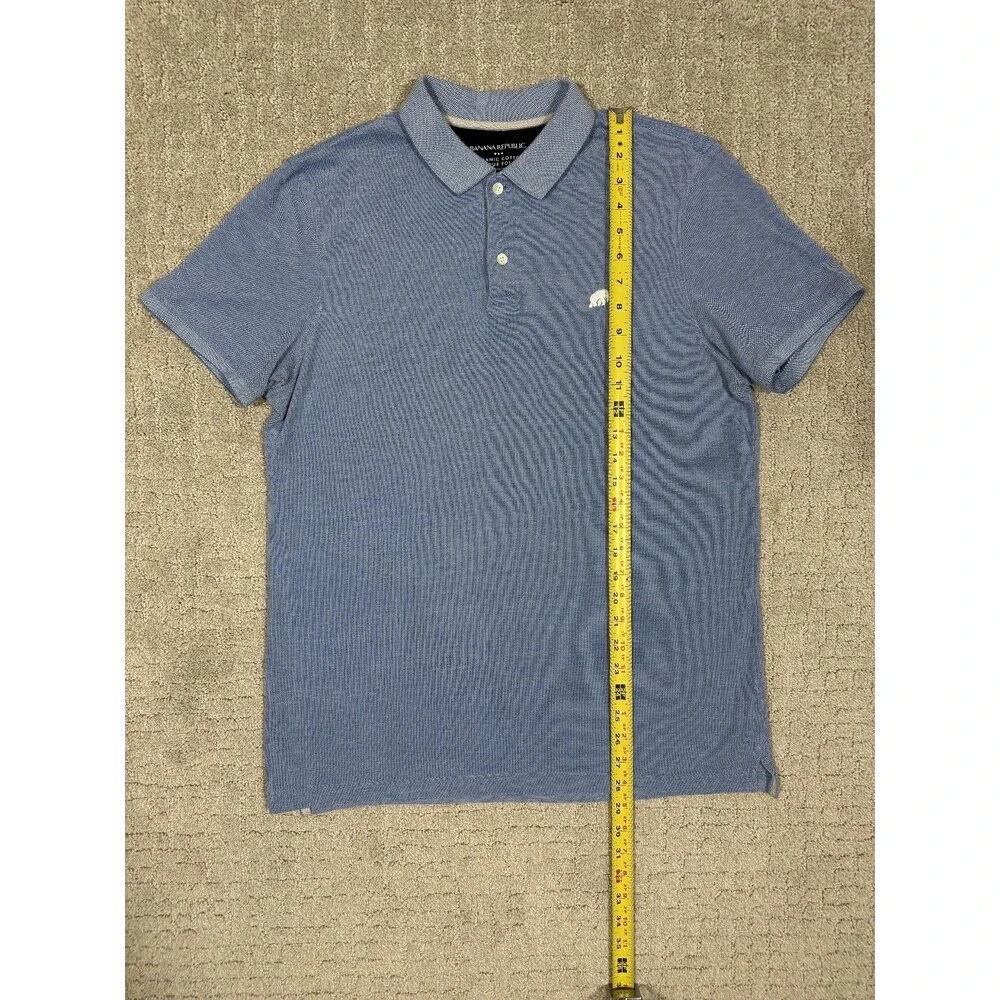 Banana Republic Organic Cotton Pique Polo Shirt Men's Large Blue Short Sleeve
